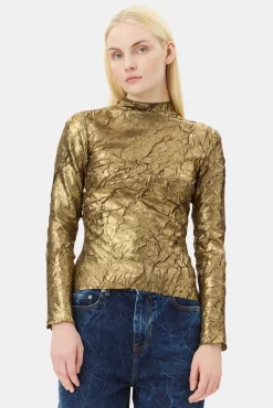 GANNI Ganni Exclusives | Festklær<Long-sleeve-bluse Gold