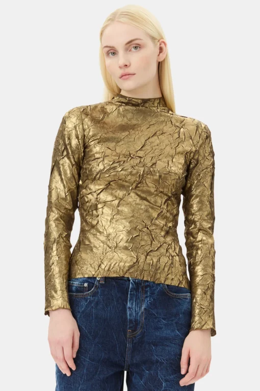 GANNI Ganni Exclusives | Festklær<Long-sleeve-bluse Gold