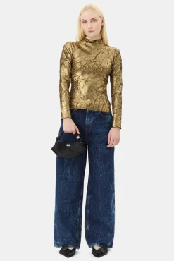 GANNI Ganni Exclusives | Festklær<Long-sleeve-bluse Gold