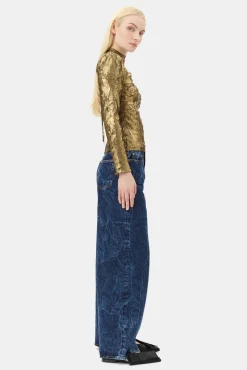 GANNI Ganni Exclusives | Festklær<Long-sleeve-bluse Gold