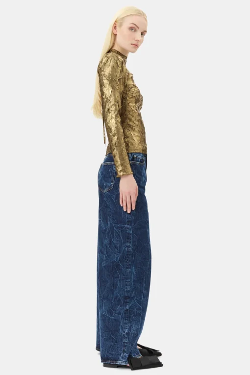 GANNI Ganni Exclusives | Festklær<Long-sleeve-bluse Gold