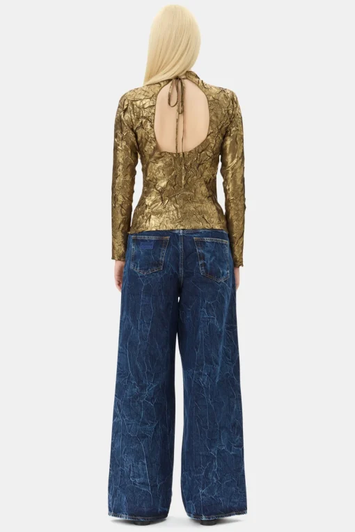 GANNI Ganni Exclusives | Festklær<Long-sleeve-bluse Gold