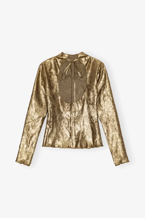 GANNI Ganni Exclusives | Festklær<Long-sleeve-bluse Gold