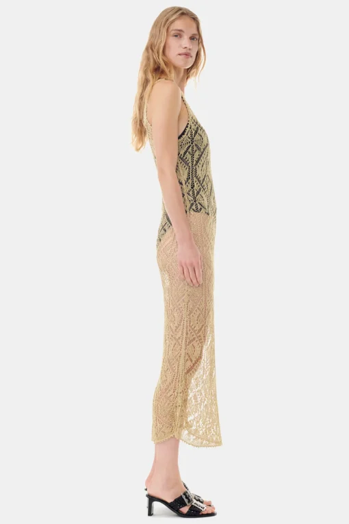 GANNI Kjoler<Gold Metallic Strap-kjole Golden