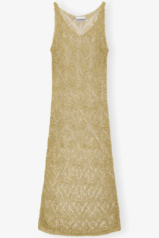 GANNI Kjoler<Gold Metallic Strap-kjole Golden