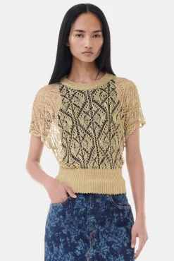 GANNI Strikkeplagg<Gold Metallic-topp Golden