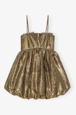 GANNI Ganni Exclusives | Festklær<Pleat Strap Mini-kjole Gold