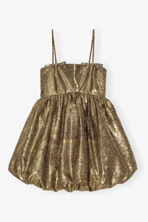 GANNI Ganni Exclusives | Festklær<Pleat Strap Mini-kjole Gold