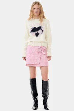 GANNI Strikkeplagg<Graphic Soft Wool Mix O-Neck Egret