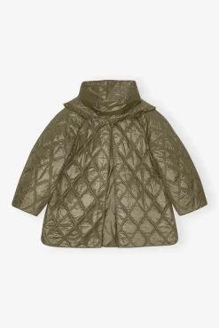 GANNI Ganni Exclusives | Kåper & Jakker<Green Shiny Quilt Midi-jakke Kalamata
