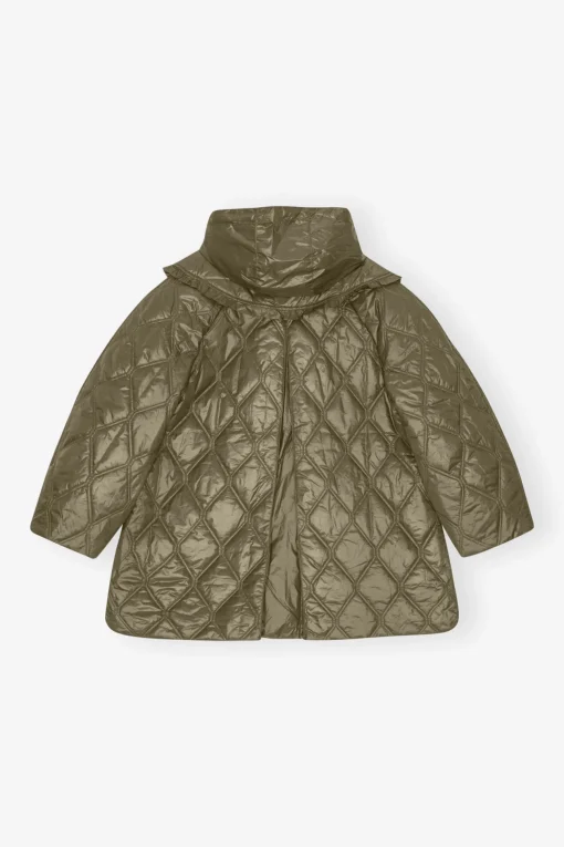 GANNI Ganni Exclusives | Kåper & Jakker<Green Shiny Quilt Midi-jakke Kalamata