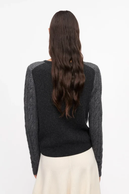 GANNI Strikkeplagg<Grey and Black Cashmere Mix Tie String-cardigan Phantom