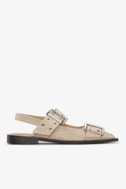 GANNI Sko | Hæler<Grey Feminine Buckle Ballerinas TaosTaupe