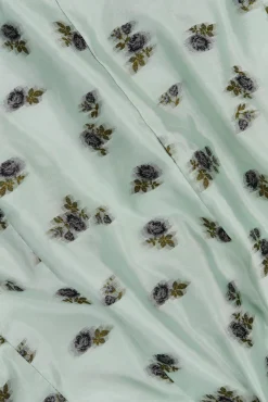 GANNI Kjoler<Grey Floral Printed Organza Jacquard Mini-kjole AquaFoam