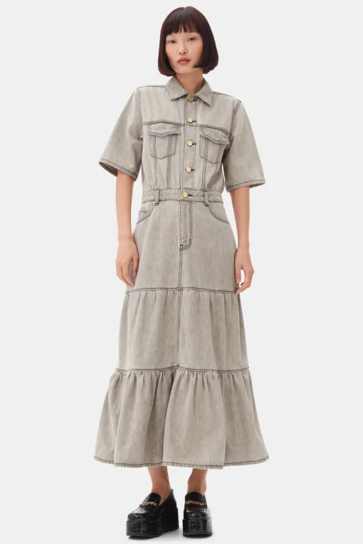 GANNI Fabrics Of The Future | Denimklær<Grey Future Long Denim-kjole GrayQuill