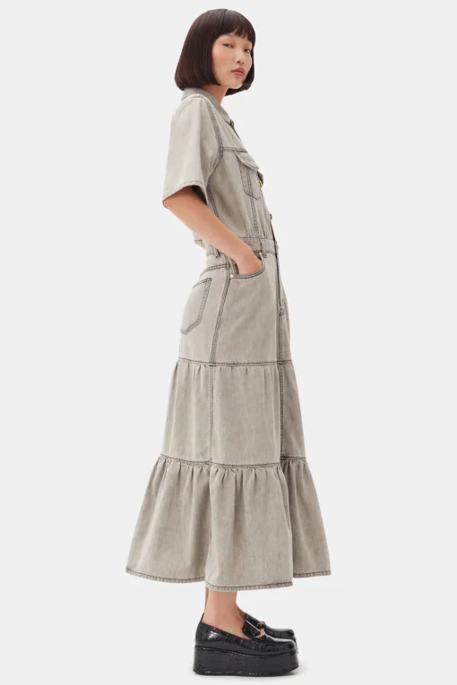 GANNI Fabrics Of The Future | Denimklær<Grey Future Long Denim-kjole GrayQuill