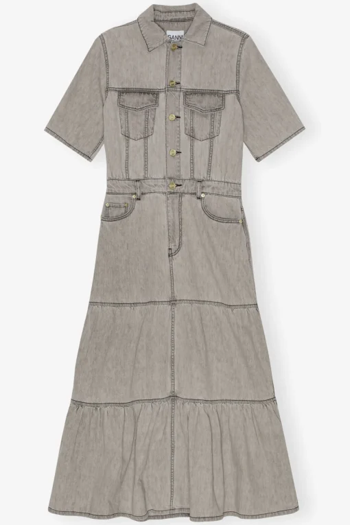 GANNI Fabrics Of The Future | Denimklær<Grey Future Long Denim-kjole GrayQuill