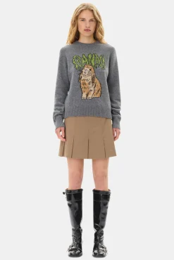 GANNI Ganni Exclusives | Strikkeplagg<Grey Graphic Bunny-genser FrostGray