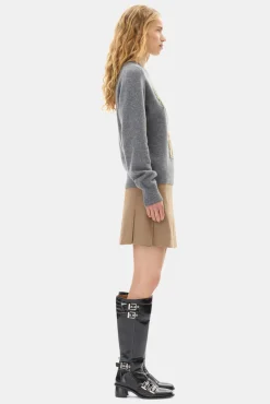 GANNI Ganni Exclusives | Strikkeplagg<Grey Graphic Bunny-genser FrostGray