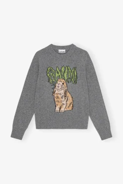 GANNI Ganni Exclusives | Strikkeplagg<Grey Graphic Bunny-genser FrostGray