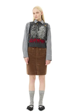 GANNI Plus Size Klær | Strikkeplagg<Grey Graphic Cats-vest GrayQuill