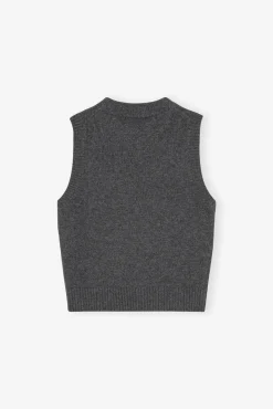 GANNI Plus Size Klær | Strikkeplagg<Grey Graphic Cats-vest GrayQuill