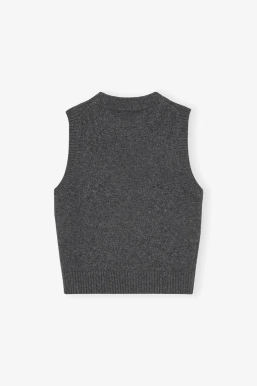 GANNI Plus Size Klær | Strikkeplagg<Grey Graphic Cats-vest GrayQuill