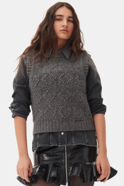 GANNI Strikkeplagg<Grey Knit-vest Phantom