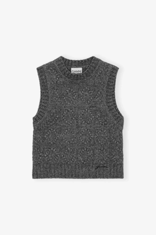 GANNI Strikkeplagg<Grey Knit-vest Phantom