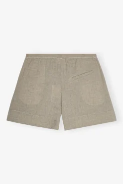 GANNI Sett<Grey Light Melange Suiting Elasticated-shorts Alfalfa