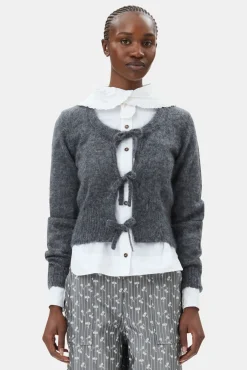 GANNI Trending Now | Strikkeplagg<Grey Light Mohair Tie String-cardigan PalomaMelange