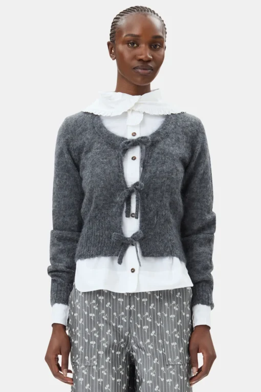 GANNI Trending Now | Strikkeplagg<Grey Light Mohair Tie String-cardigan PalomaMelange