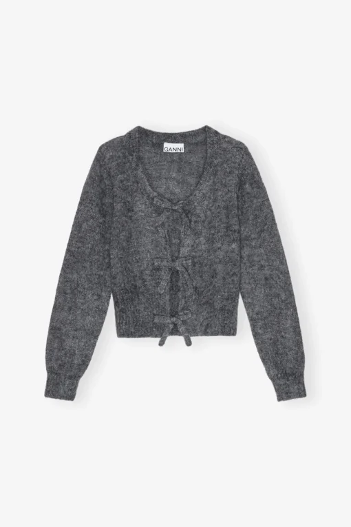 GANNI Trending Now | Strikkeplagg<Grey Light Mohair Tie String-cardigan PalomaMelange