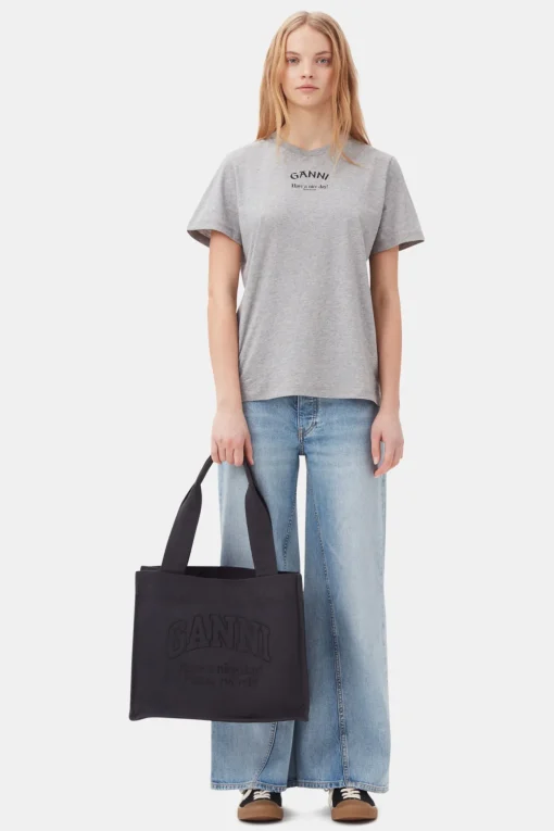 GANNI Ganni Exclusives | T-skjorter<Grey Relaxed O-neck-T-skjorte PalomaMelange