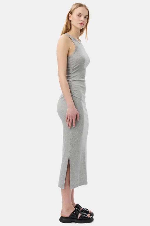 GANNI Ganni Exclusives | Kjoler<Grey Soft Cotton Rib Tank Top Long-kjole PalomaMelange