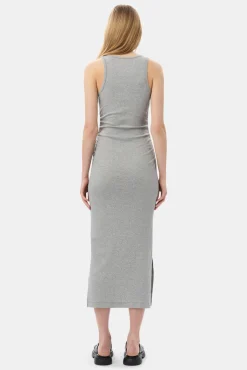 GANNI Ganni Exclusives | Kjoler<Grey Soft Cotton Rib Tank Top Long-kjole PalomaMelange
