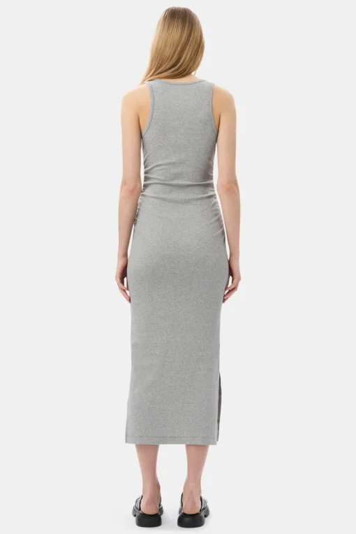 GANNI Ganni Exclusives | Kjoler<Grey Soft Cotton Rib Tank Top Long-kjole PalomaMelange