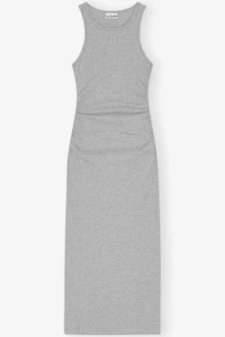 GANNI Ganni Exclusives | Kjoler<Grey Soft Cotton Rib Tank Top Long-kjole PalomaMelange