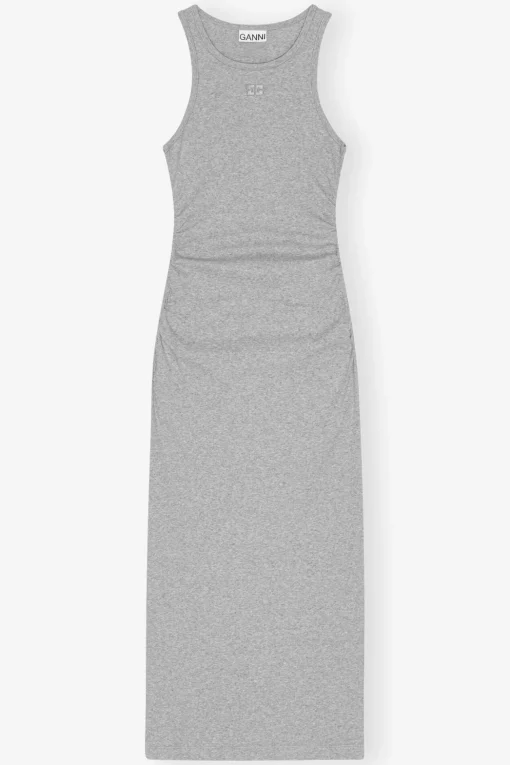 GANNI Ganni Exclusives | Kjoler<Grey Soft Cotton Rib Tank Top Long-kjole PalomaMelange