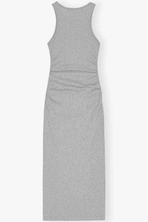 GANNI Ganni Exclusives | Kjoler<Grey Soft Cotton Rib Tank Top Long-kjole PalomaMelange