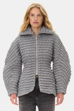 GANNI Ganni Exclusives | Kåper & Jakker<Grey Stretch Quilt Curve Sleeve-jakke MirageGray