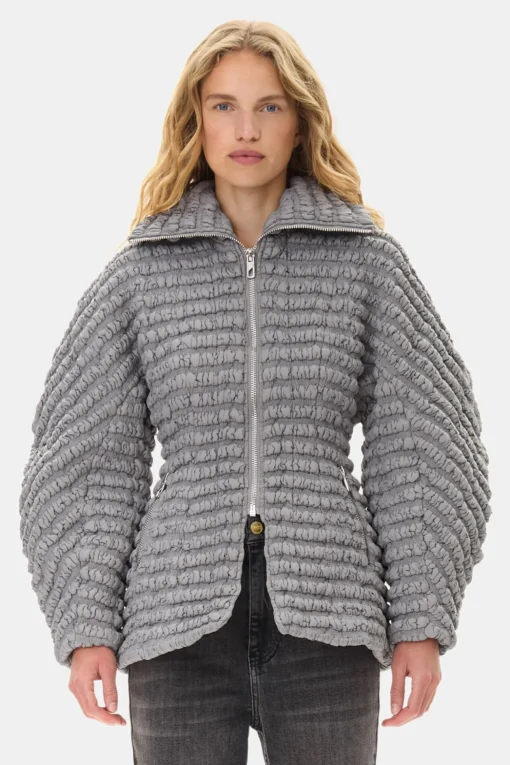 GANNI Ganni Exclusives | Kåper & Jakker<Grey Stretch Quilt Curve Sleeve-jakke MirageGray