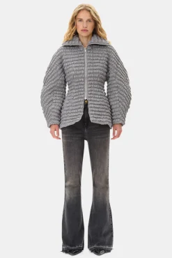 GANNI Ganni Exclusives | Kåper & Jakker<Grey Stretch Quilt Curve Sleeve-jakke MirageGray