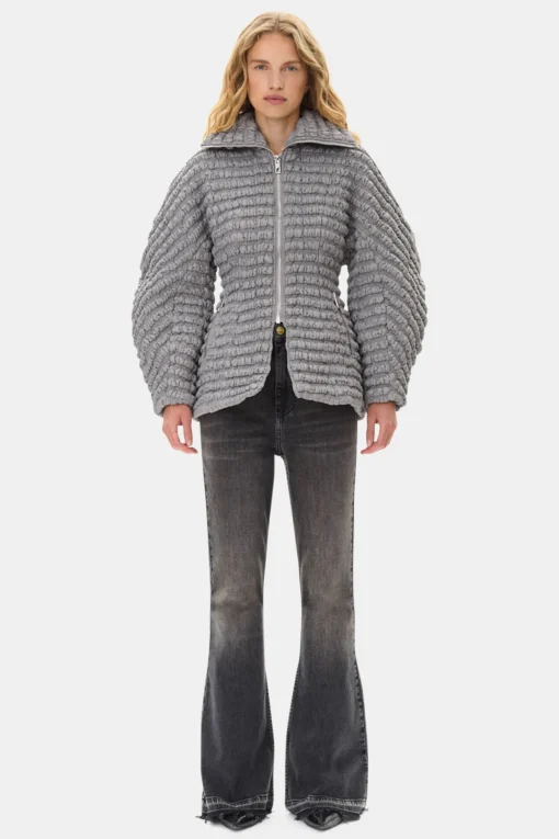 GANNI Ganni Exclusives | Kåper & Jakker<Grey Stretch Quilt Curve Sleeve-jakke MirageGray