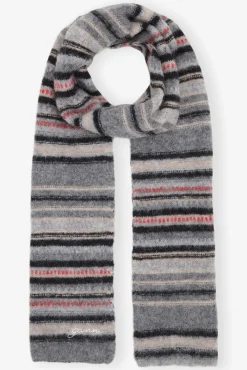 GANNI Skjerf | Små Gaver<Grey Striped Soft Wool-skjerf Phantom