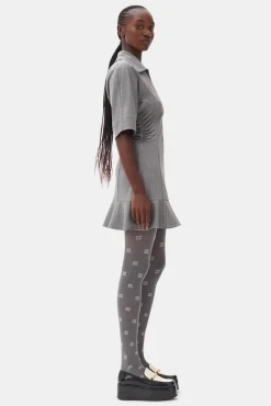 GANNI Kjoler<Grey Striped Suiting Mini-kjole MirageGray