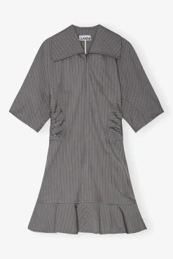 GANNI Kjoler<Grey Striped Suiting Mini-kjole MirageGray