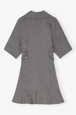 GANNI Kjoler<Grey Striped Suiting Mini-kjole MirageGray