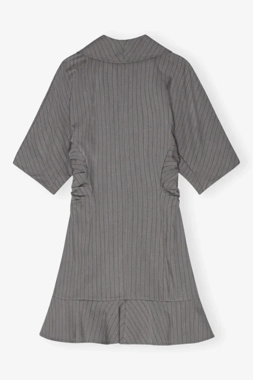 GANNI Kjoler<Grey Striped Suiting Mini-kjole MirageGray