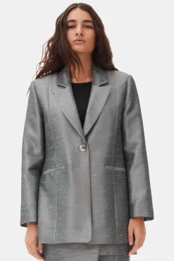 GANNI Dresstoff | Sett<Grey Suiting-blazer GrayQuill
